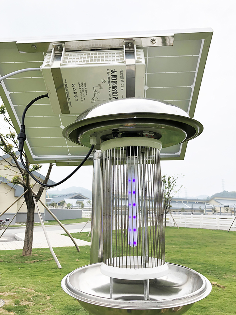 物联网太阳能频振式304不锈钢杀虫灯 太阳能灭蚊灯LED多波段计数